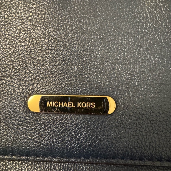 Michael Kors Navy Clutch with Gold Accents - Picture 2 of 5
